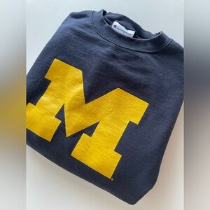 Vtg 90s/Y2K Champion University of Michigan Crewneck Sweatshirt, Navy, Size M
